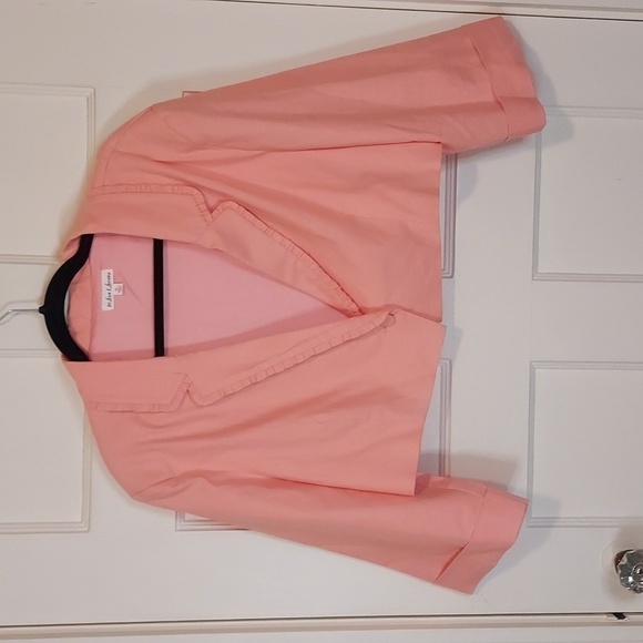 For Love and Lemons Peach Linen Blend Cropped Blazer - Picture 1 of 14